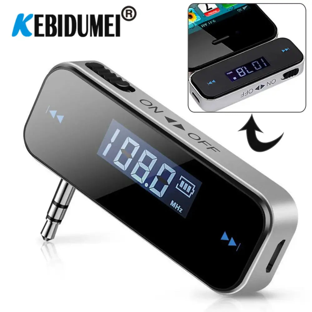 Kebidumei Wireless 3.5mm Audio FM Transmitter - Black