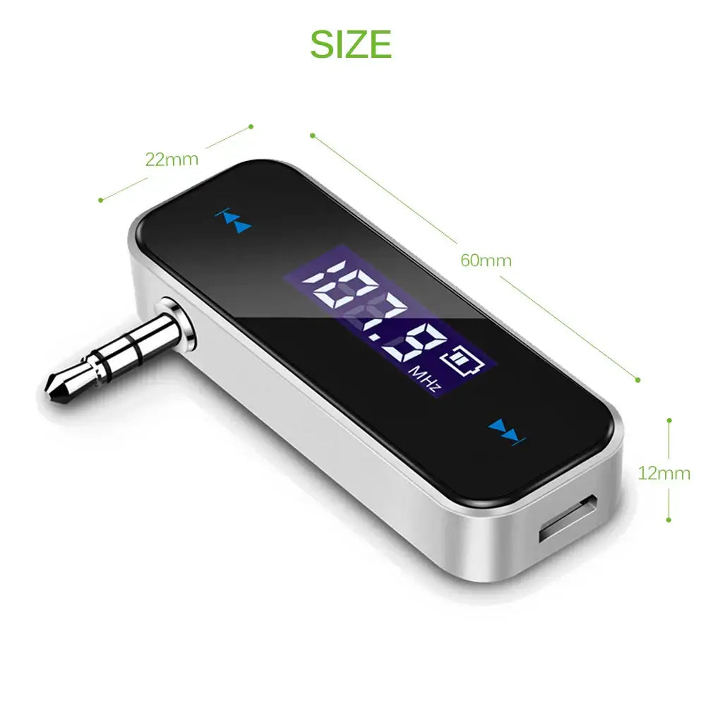 Kebidumei Wireless 3.5mm Audio FM Transmitter - Black