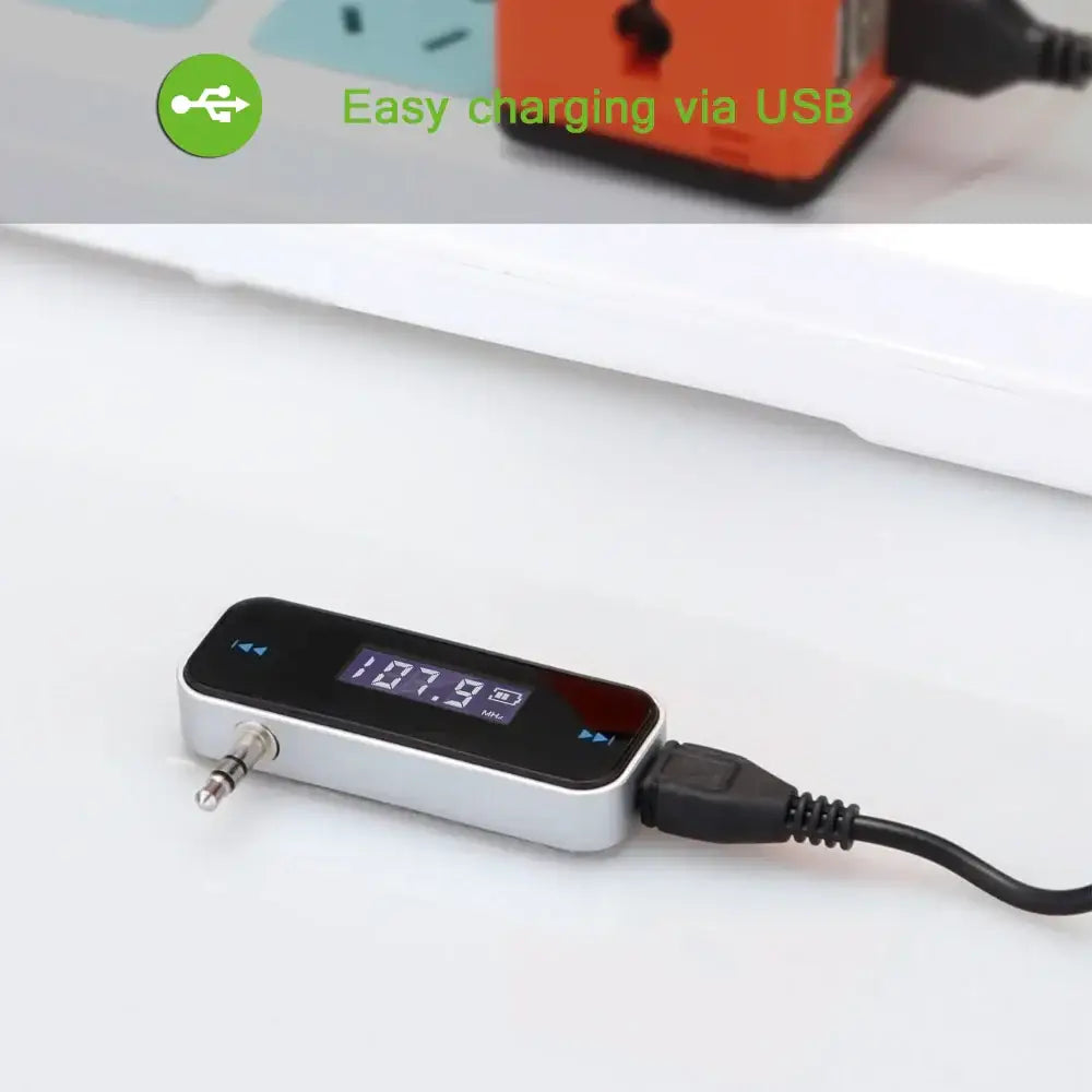 Kebidumei Wireless 3.5mm Audio FM Transmitter - Black