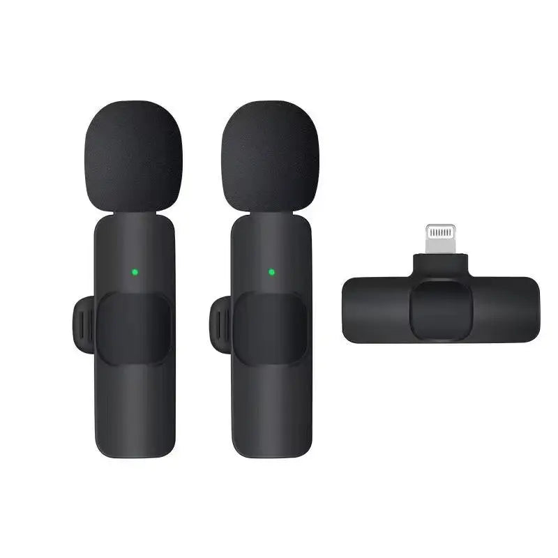 KEKAXI Portable Wireless Lapel Microphone - 2In1 Ios + Charger-Black