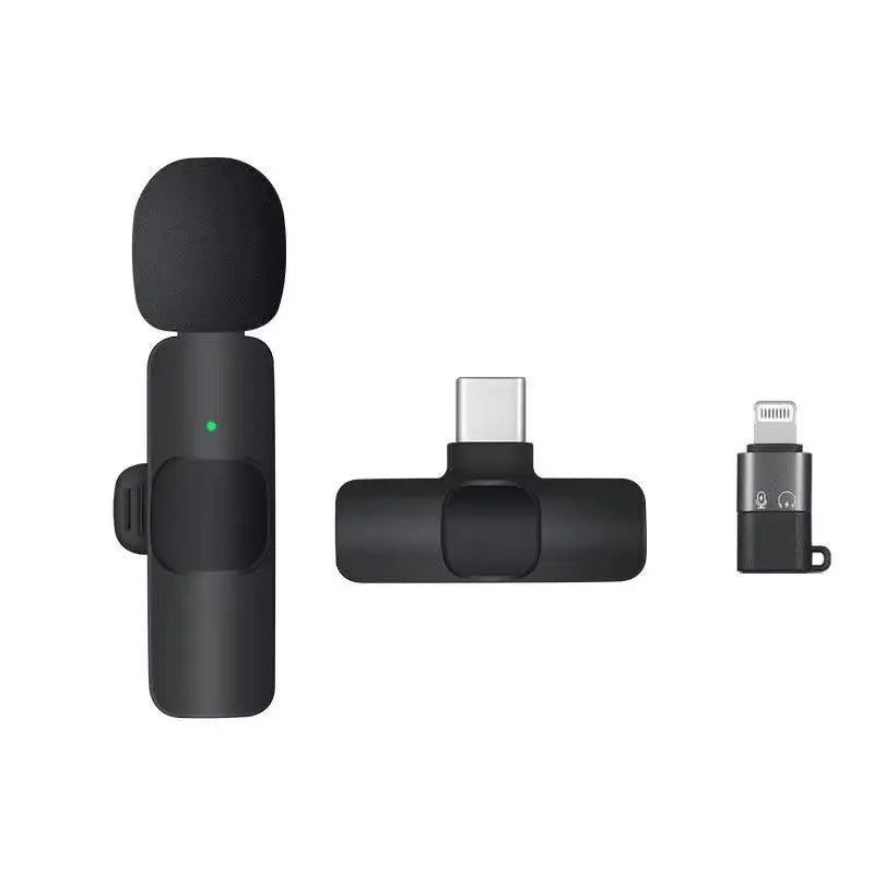 KEKAXI Portable Wireless Lapel Microphone - C + Adapter-Black