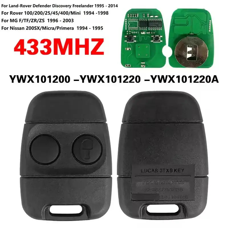 KEYECU Replacement Remote 433 Mhz FCC YWX101200 For Land-Rover For MG For Nissan Remote 2 Buttons YWX101220 YWX101220A