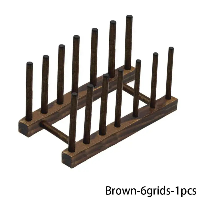 Kitchen Dish Drying or Storage Rack (different types of models available) - Brown - 6 grids-1pcs - SS