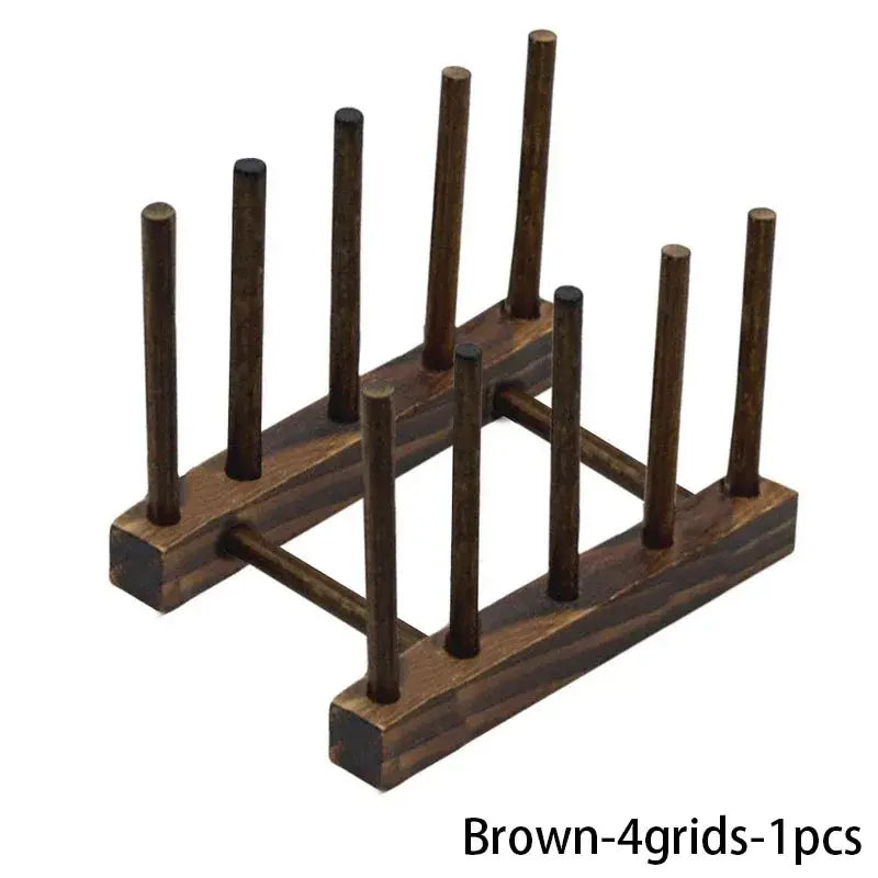 Kitchen Dish Drying or Storage Rack (different types of models available) - Brown - 4 grids-1pcs - SS