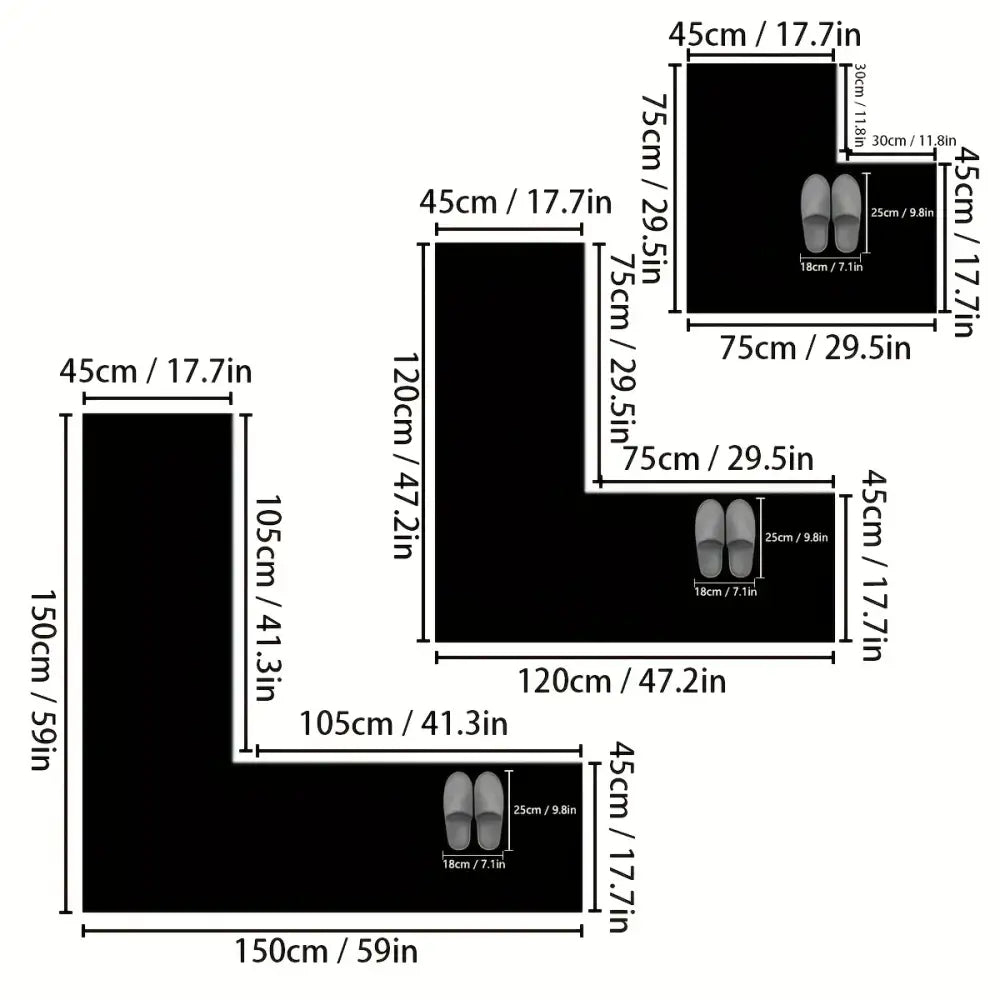 L-Shaped Embossed Bathroom Mat – Thick Absorbent Non-Slip (5 colours available) - SS