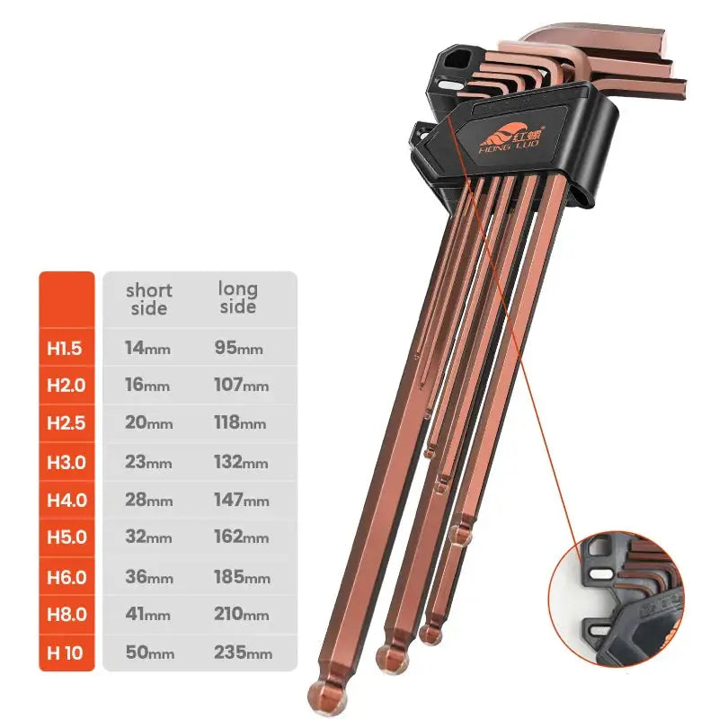 L-Type Hex Wrench Set (9Pcs) (7 types available) - brown A - HBC