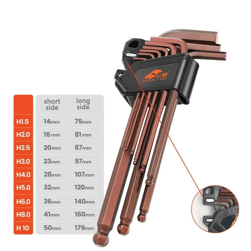 L-Type Hex Wrench Set (9Pcs) (7 types available) - brownB - HBC