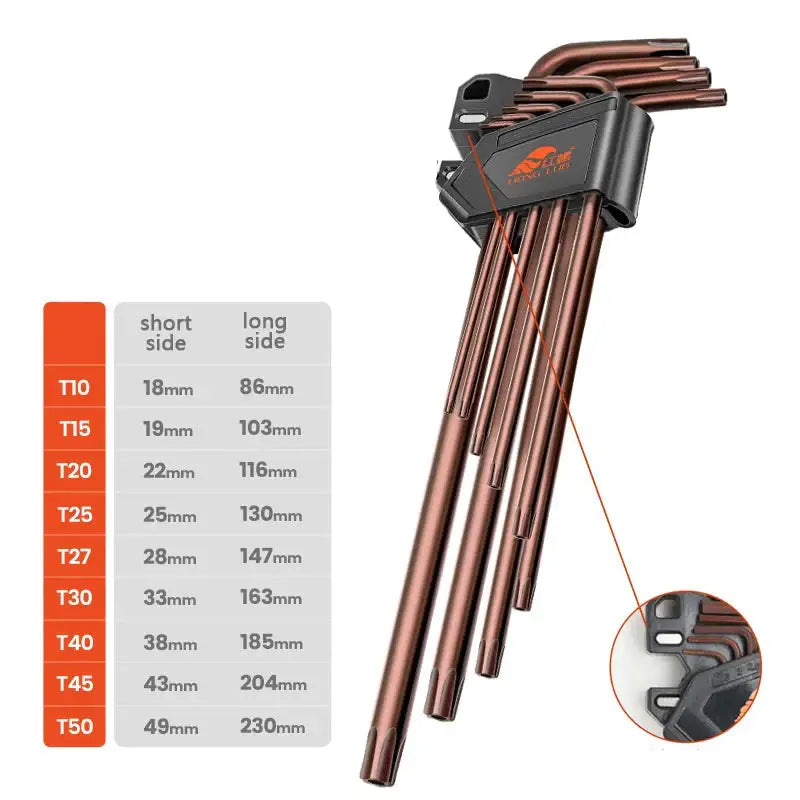 L-Type Hex Wrench Set (9Pcs) (7 types available) - Copper A - HBC