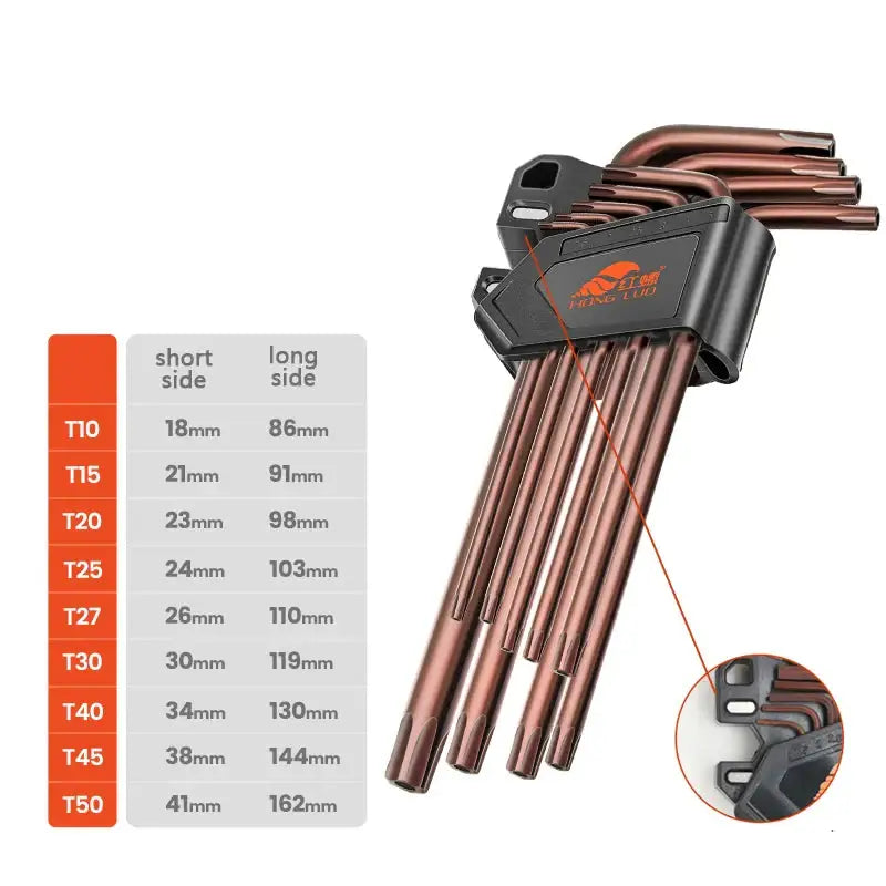L-Type Hex Wrench Set (9Pcs) (7 types available) - Copper B - HBC