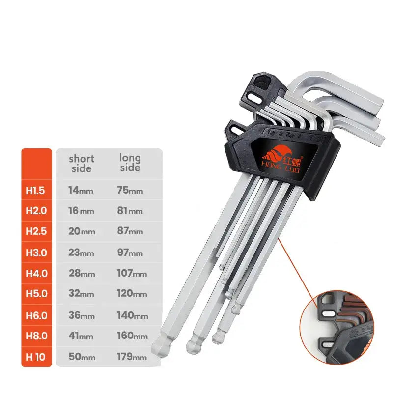 L-Type Hex Wrench Set (9Pcs) (7 types available) - Silver B - HBC