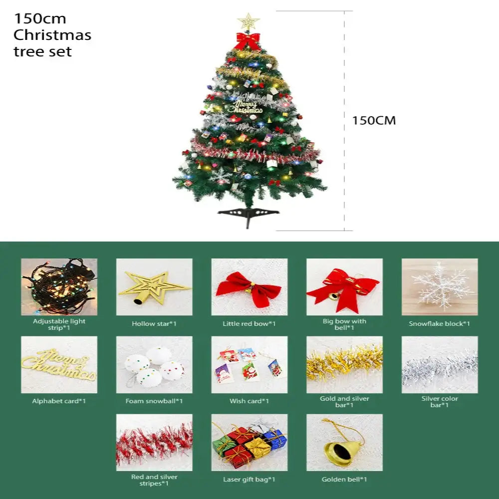 Large Christmas Tree (1.5/1.8/2.1M) with 4M 30-LED Colourful Lights - 1.5m - SS