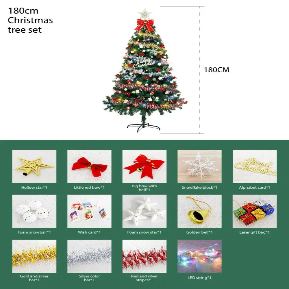 Large Christmas Tree (1.5/1.8/2.1M) with 4M 30-LED Colourful Lights - 1.8m - SS
