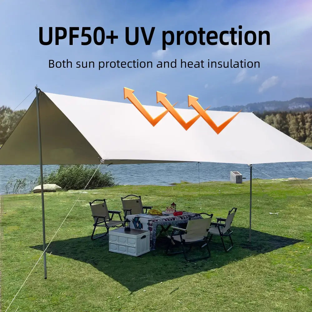 Large Portable Sunshade Tarp with Poles (2 sizes available) - SS
