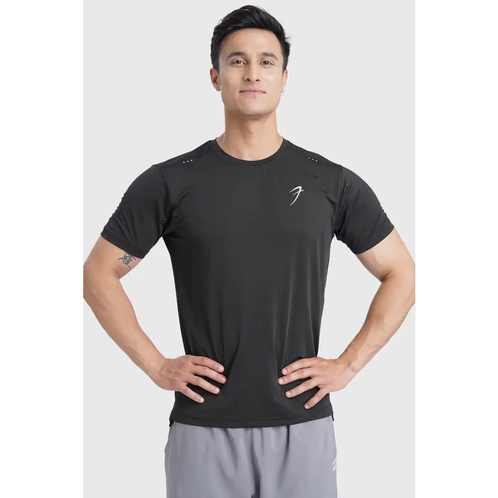 Laser Cut Running T-shirt Black - Tshirts