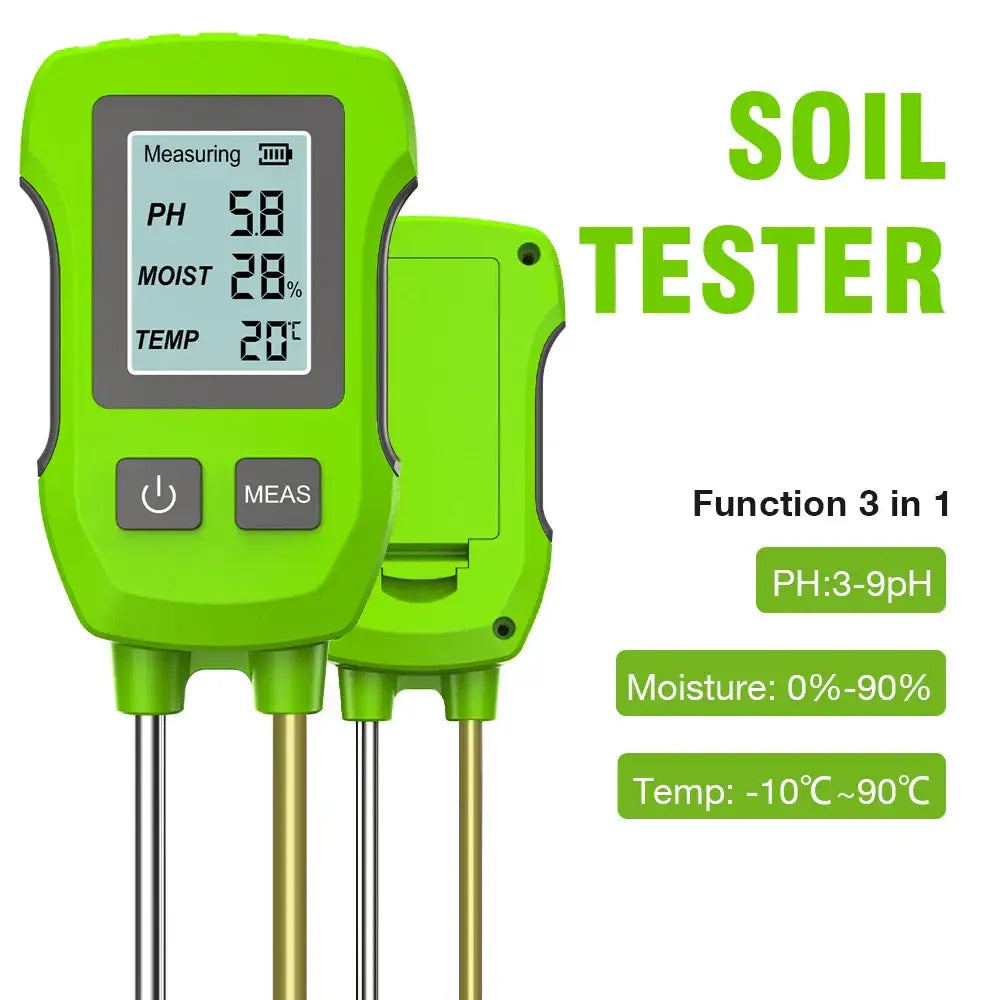 LCD 3/5-in-1 Handheld Soil Tester for pH Moisture & Light (different colours & sets available) - HBC