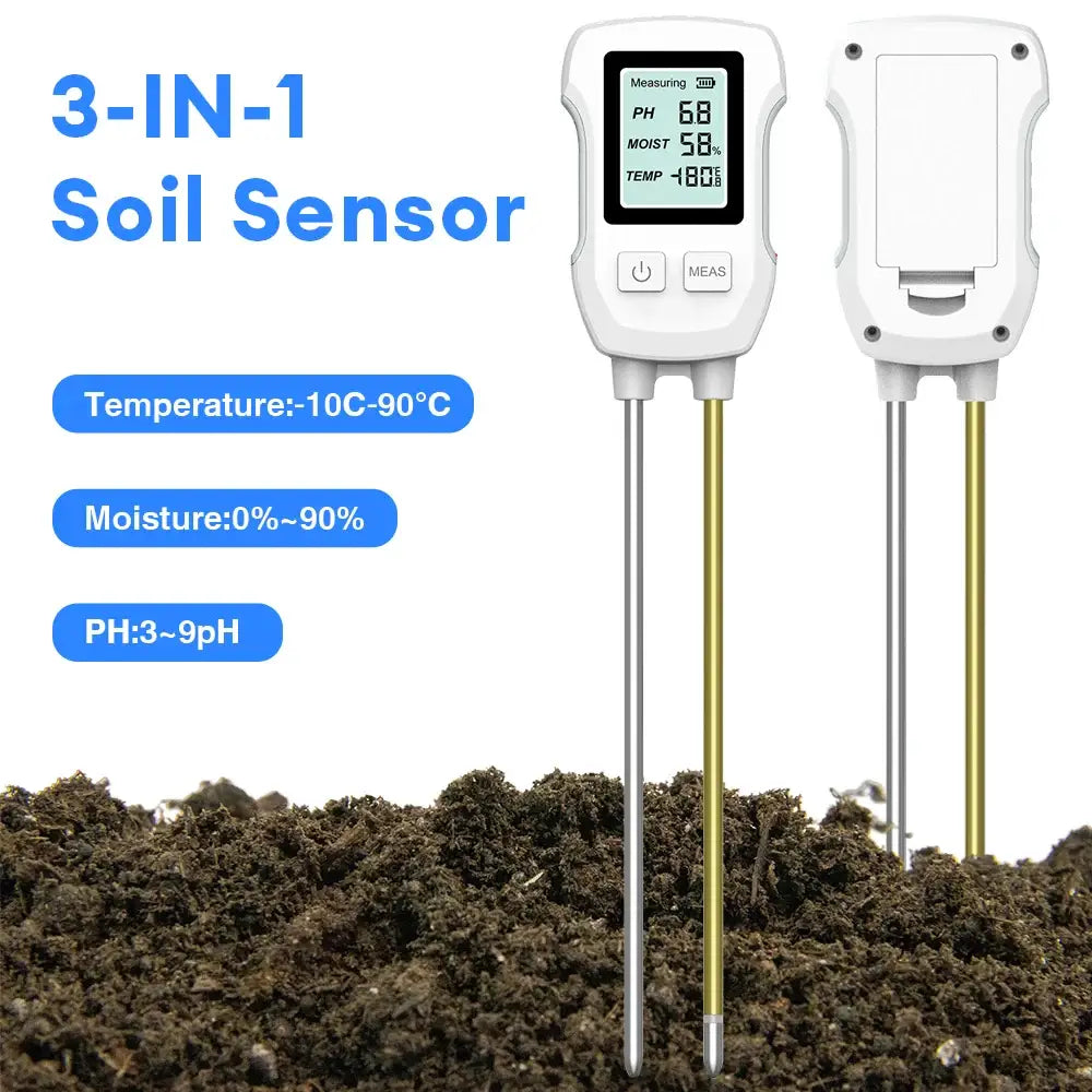 LCD 3/5-in-1 Handheld Soil Tester for pH Moisture & Light (different colours & sets available) - HBC