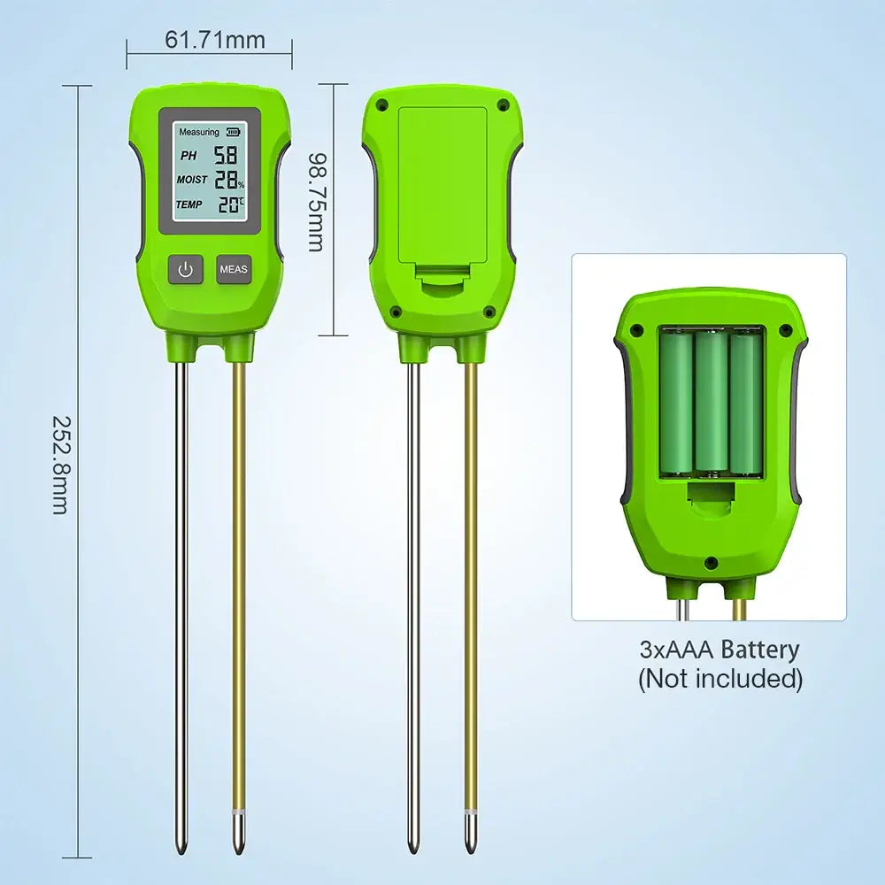 LCD 3/5-in-1 Handheld Soil Tester for pH Moisture & Light (different colours & sets available) - HBC