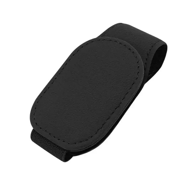 Leather Car Sunglasses & Card Holder Clip - Black - HBC