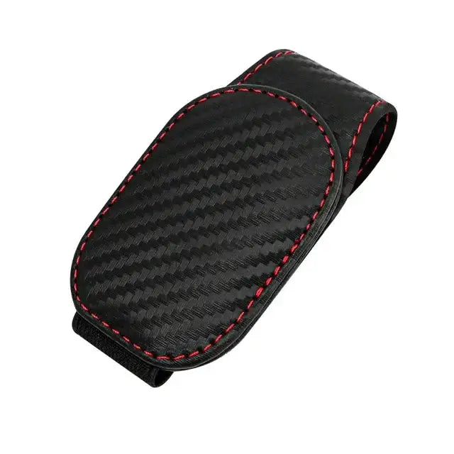 Leather Car Sunglasses & Card Holder Clip - Black Red - HBC