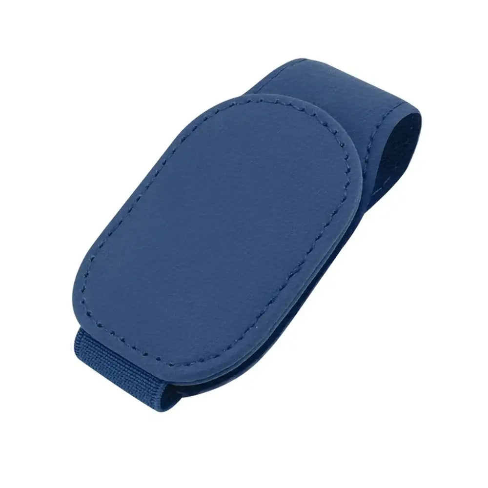 Leather Car Sunglasses & Card Holder Clip - Blue - HBC