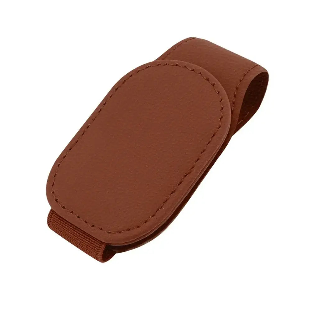 Leather Car Sunglasses & Card Holder Clip - Brown - HBC