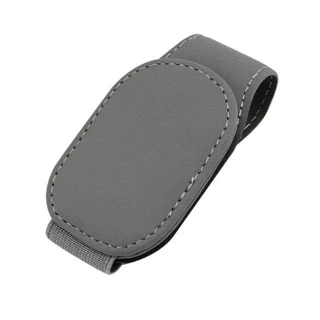 Leather Car Sunglasses & Card Holder Clip - Gray - HBC