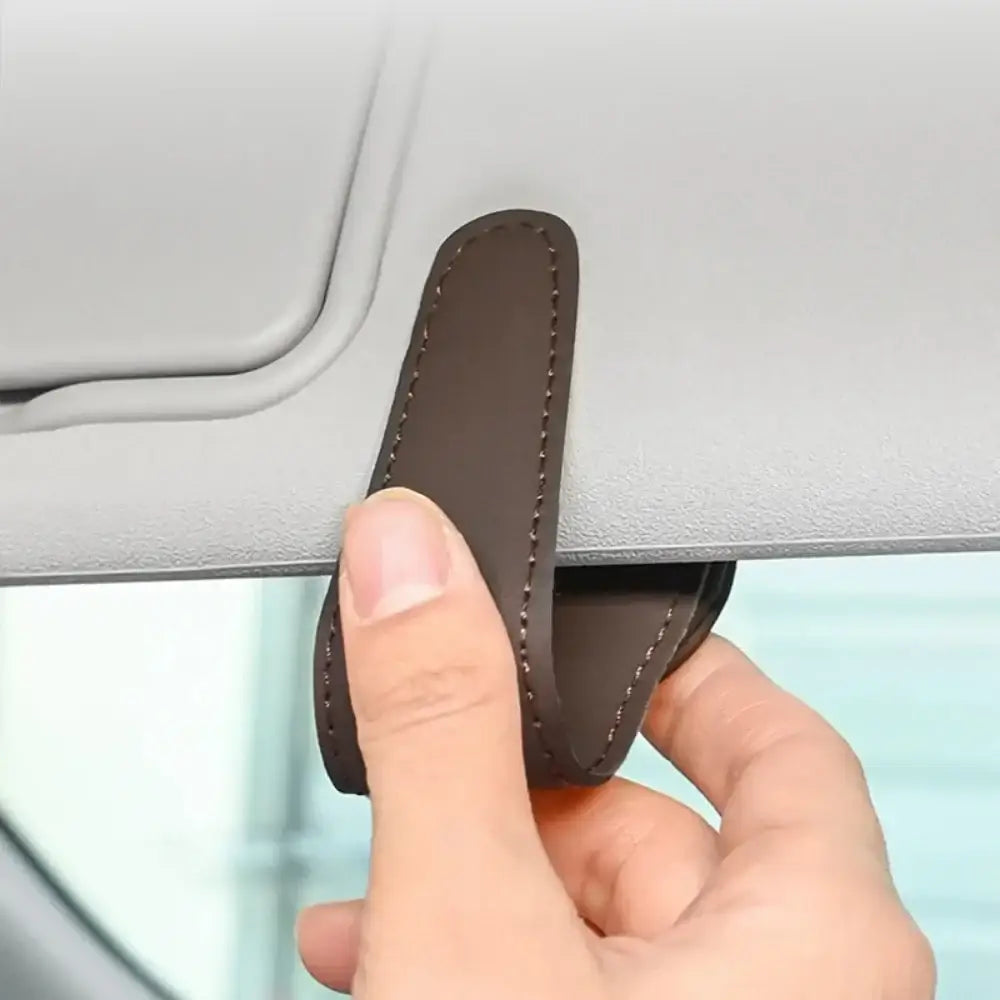 Leather Car Sunglasses & Card Holder Clip - HBC