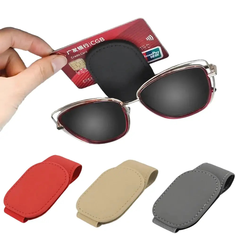 Leather Car Sunglasses & Card Holder Clip - HBC