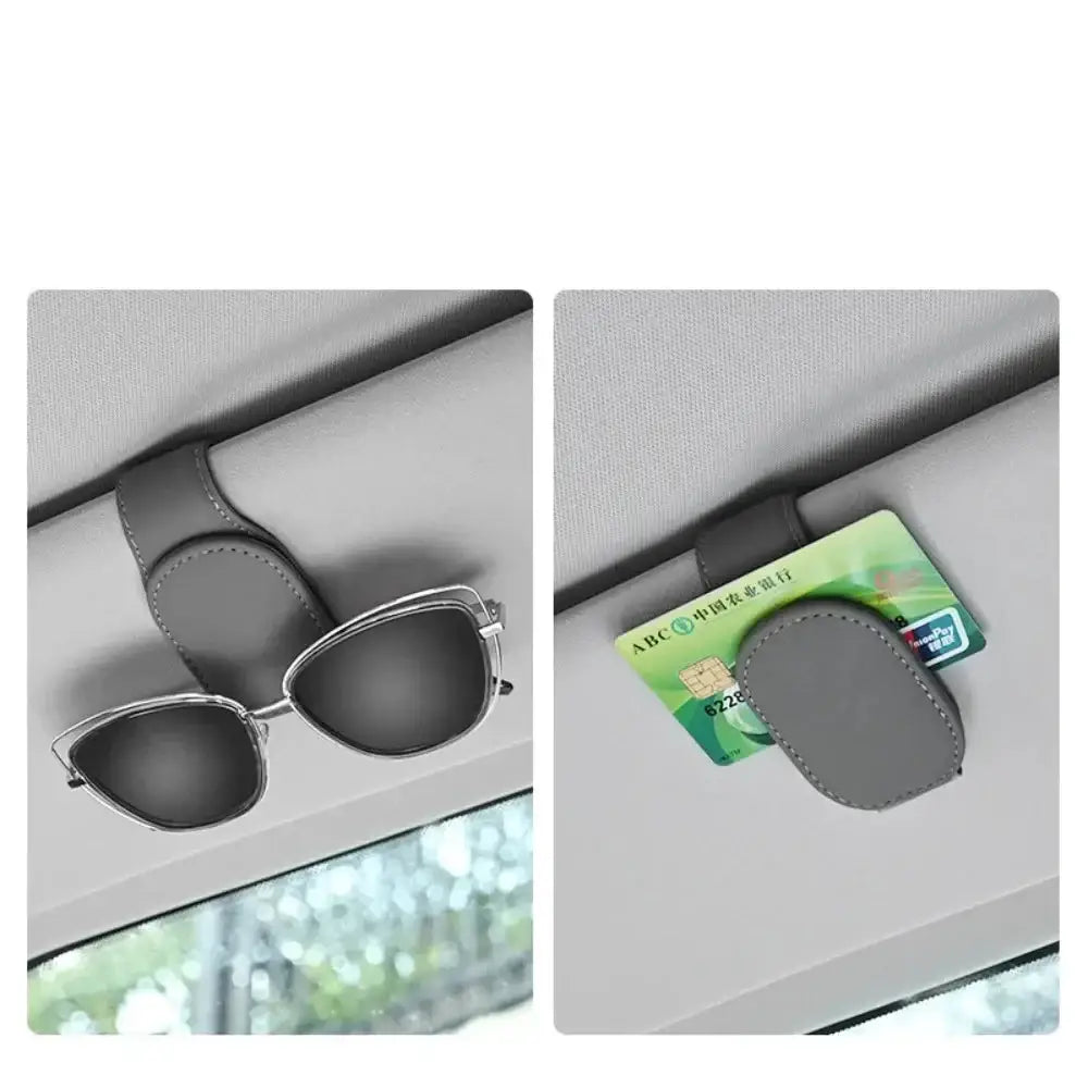 Leather Car Sunglasses & Card Holder Clip - HBC