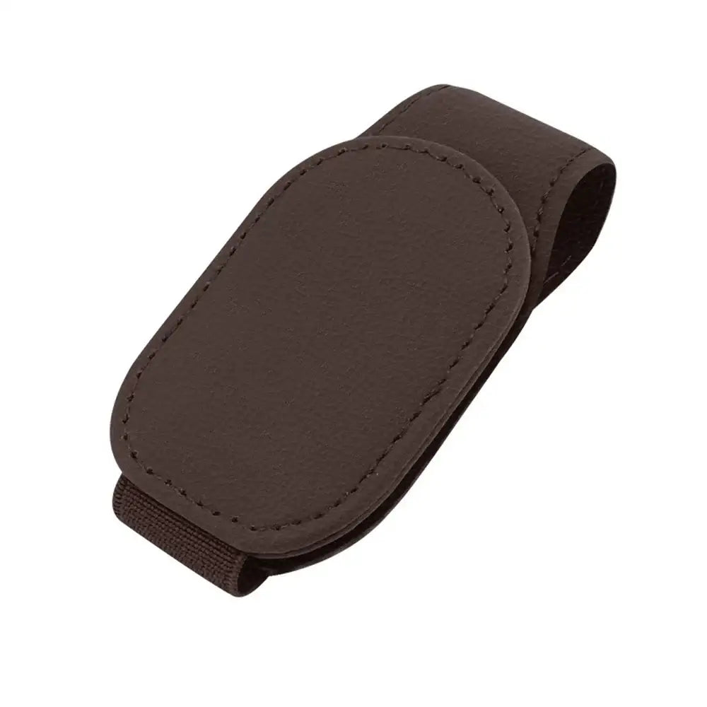 Leather Car Sunglasses & Card Holder Clip - Mocha - HBC