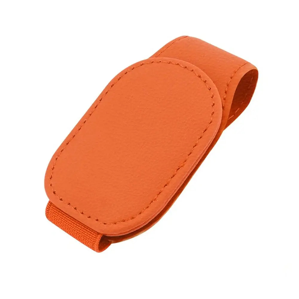 Leather Car Sunglasses & Card Holder Clip - Orange - HBC