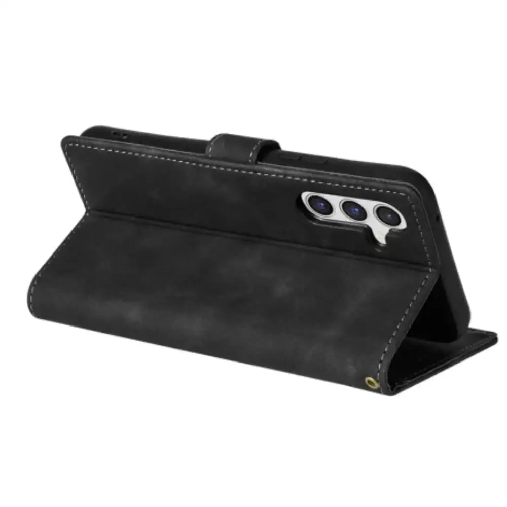 Leather Wallet Flip Case for Samsung (Black)