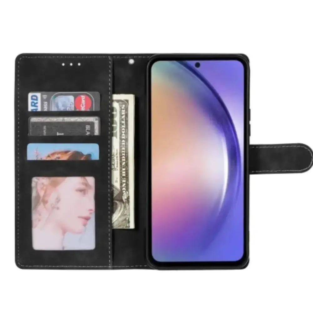Leather Wallet Flip Case for Samsung (Black)