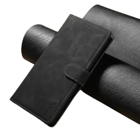 Leather Wallet Flip Case for Samsung (Black)