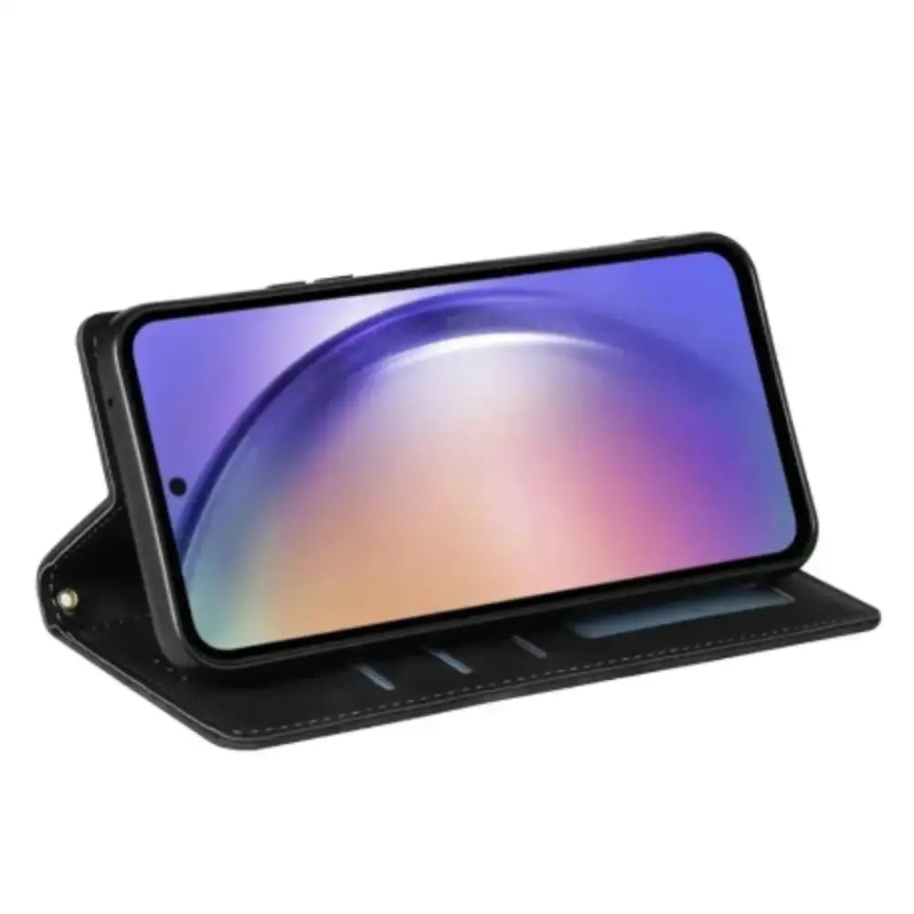 Leather Wallet Flip Case for Samsung (Black)