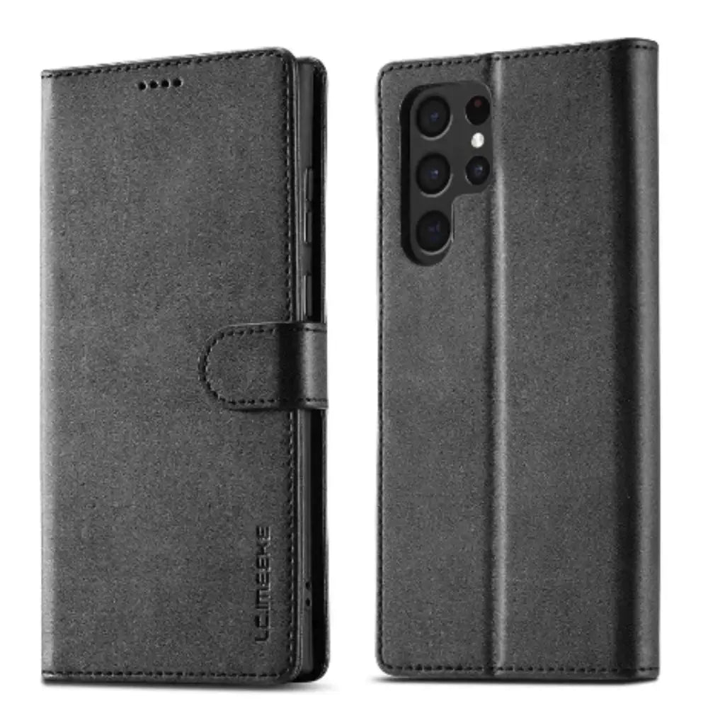 Leather Wallet Flip Case for Samsung Galaxy (Black)