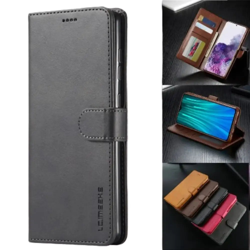 Leather Wallet Flip Case for Samsung Galaxy (Black)