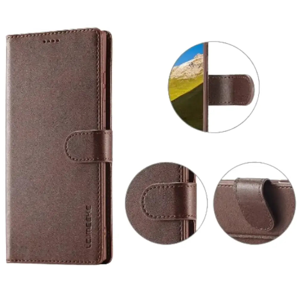 Leather Wallet Flip Case for Samsung Galaxy (Brown)