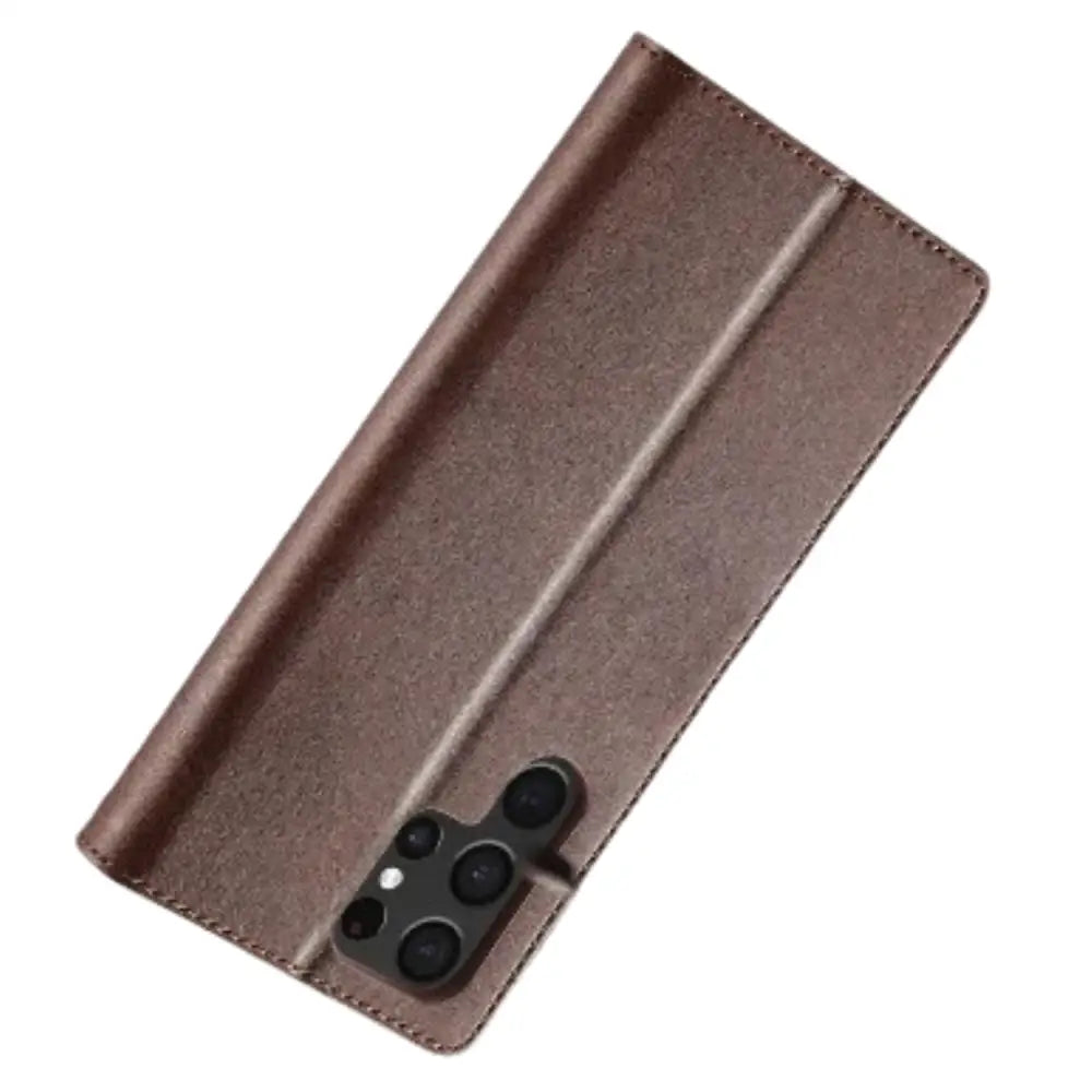 Leather Wallet Flip Case for Samsung Galaxy (Brown)