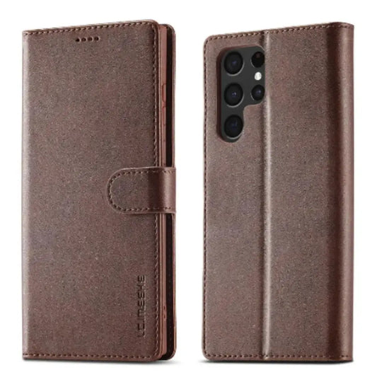 Leather Wallet Flip Case for Samsung Galaxy (Brown)