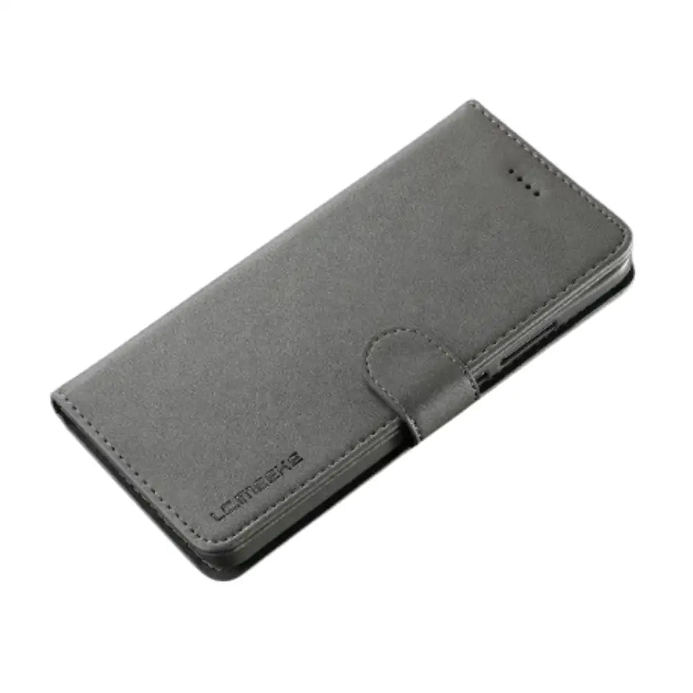 Leather Wallet Flip Case for Samsung Galaxy (Gray)