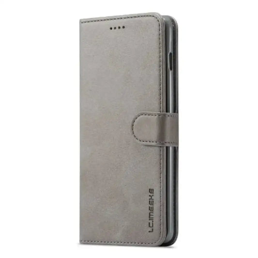 Leather Wallet Flip Case for Samsung Galaxy (Gray)