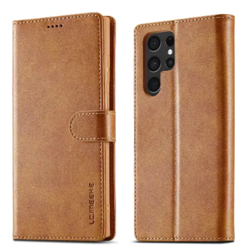 Leather Wallet Flip Case for Samsung Galaxy (Yellow)