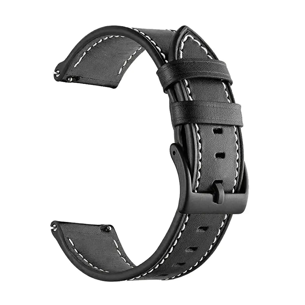 Leather Watch Strap for the Garmin Forerunner 165 (available in 12 colours) - Black / 20mm - Forerunner 165 - TWS