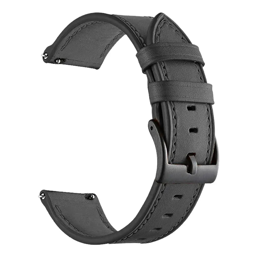 Leather Watch Strap for the Garmin Forerunner 165 Music (available in 12 colours) - Black 2 / Forerunner 165 Music - TWS