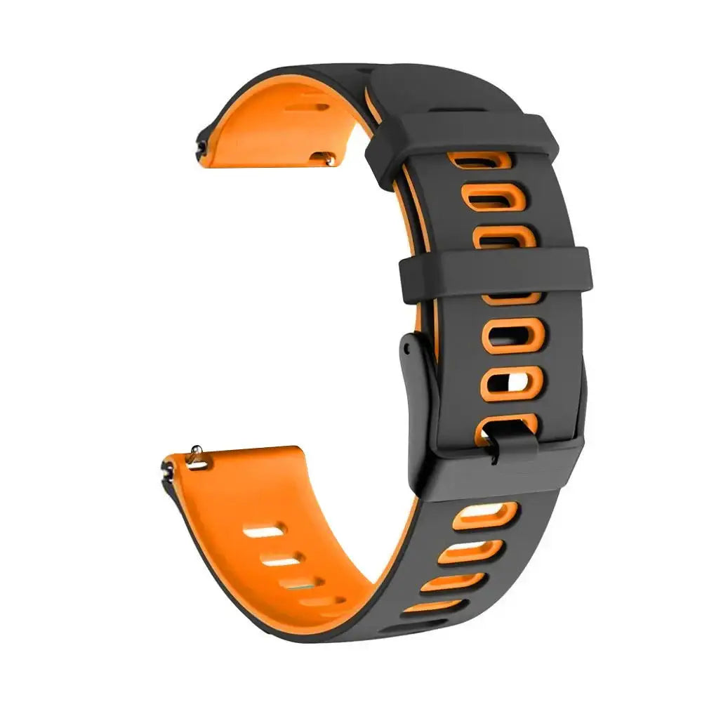 Leather Watch Strap for the Garmin Forerunner 255 (available in 12 colours) - Yellow & Black / 22mm - Forerunner 255