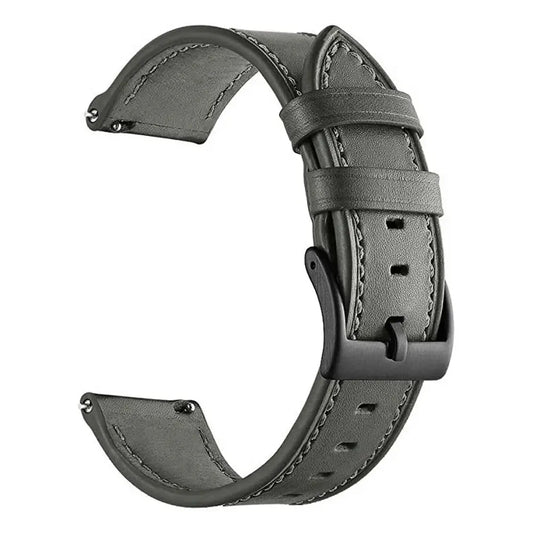 Leather Watch Strap for the Garmin Forerunner 265 (available in 12 colours) - Dark Grey 2 / 22mm Garmin Forerunner 265