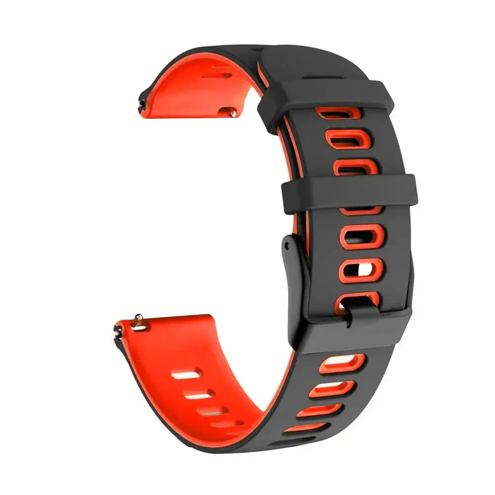Leather Watch Strap for the Garmin Forerunner 265 (available in 12 colours) - Yellow & Black / 22mm Garmin Forerunner
