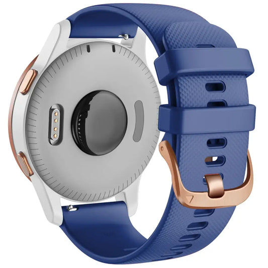 Leather Watch Strap for the Garmin Forerunner 265S (available in 10 colours) - Dark Blue / 18mm - Forerunner 265S - TWS