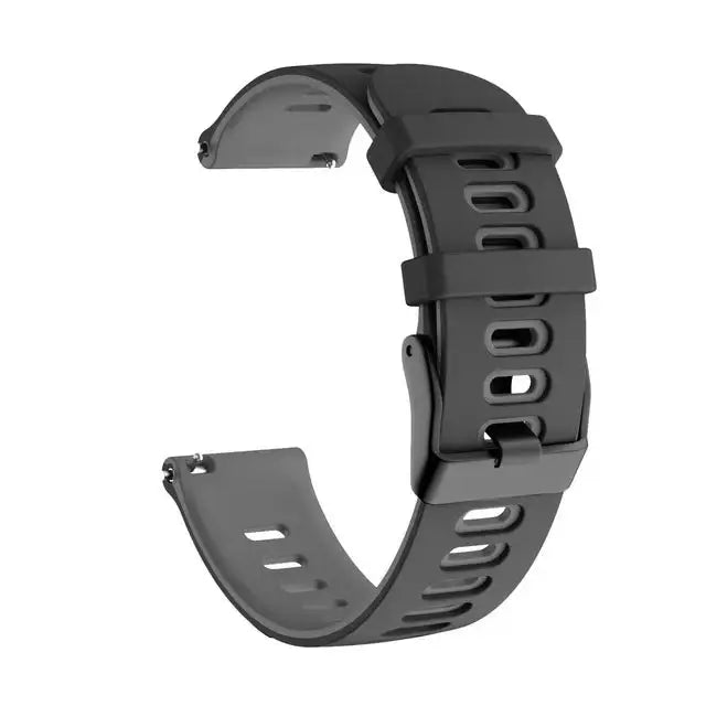 Leather Watch Strap for the Garmin Forerunner 55 (available in 12 colours) - Grey & Black / 20mm - Forerunner 55 - TWS